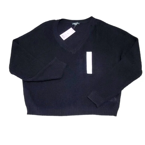 Wild Fable Black Long Sleeve V-Neck Pullover Knitted Sweater Size XXL - Picture 1 of 9